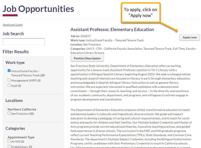 Open Positions Faculty Affairs and Professional Development